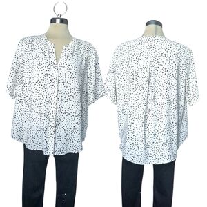 Jasmine and Juliana Tall White & Black Oversized Blouse Size L